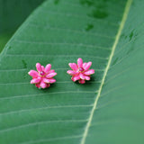 Pink Flower Stud Earrings