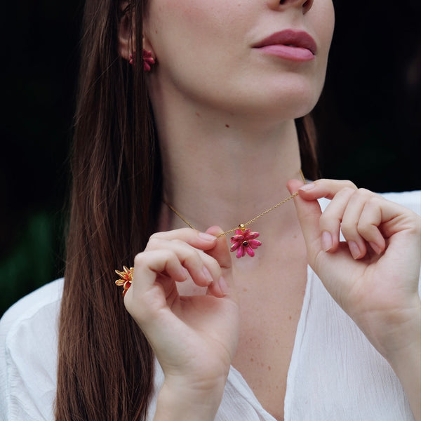 Pink Flower Pendant Necklace