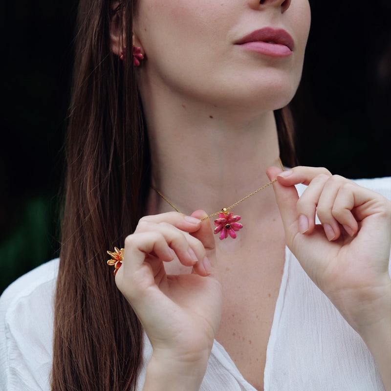 Pink Flower Pendant Necklace