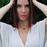 Purple Flower Pendant Necklace