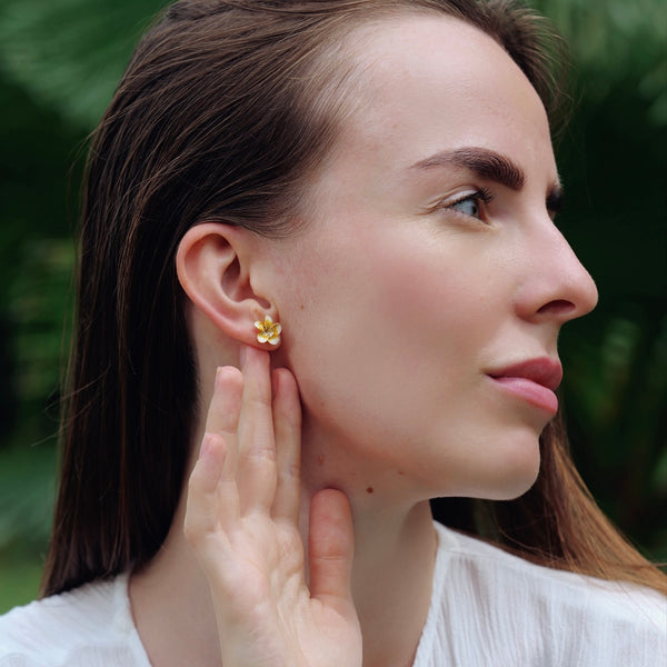 White Flower Stud Earrings