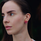 Pink Flower Stud Earrings