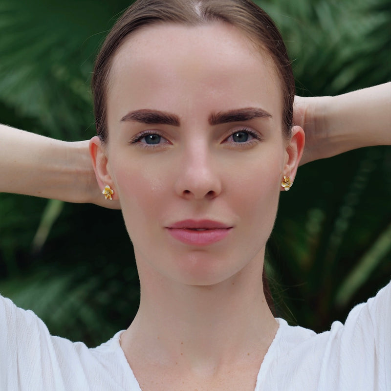 White Flower Stud Earrings
