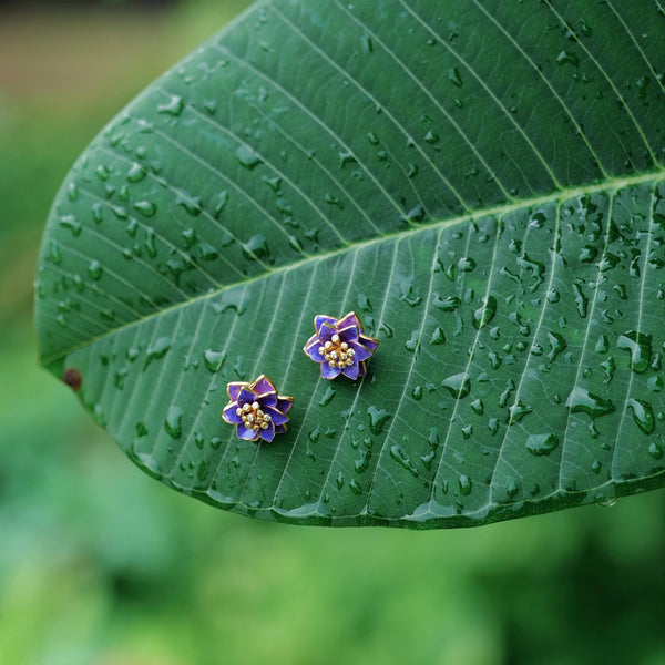 Purple Flower Stud Earrings