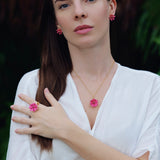Pink Flower Pendant Necklace