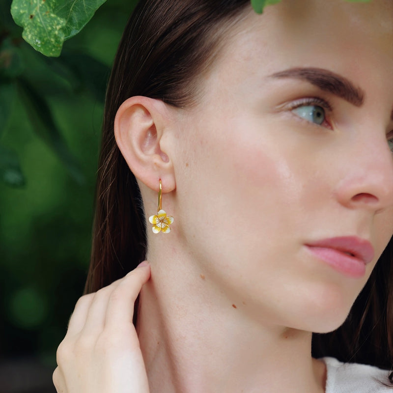 White Flower Drop Earrings