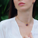 Purple Flower Pendant Necklace
