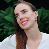 Purple Flower Drop Earrings
