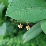 White Flower Drop Earrings