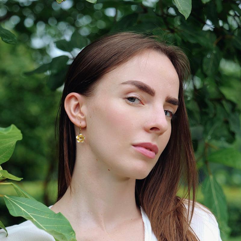 White Flower Drop Earrings