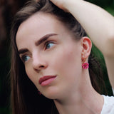 Pink Flower Drop Earrings