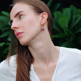 Purple Flower Drop Earrings